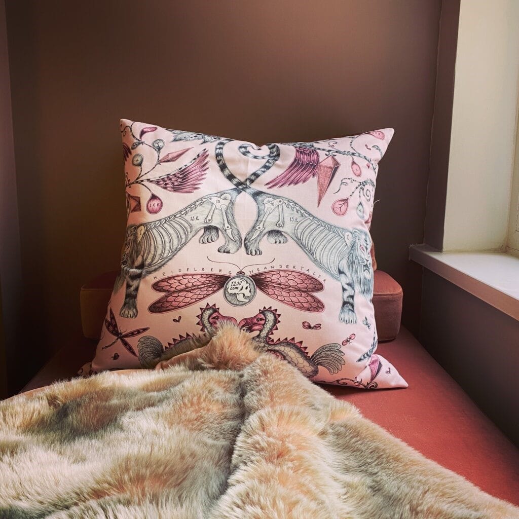 Emma J Shipley Extinct Pink Cushion Emma J Shipley Extinct Pink Cushion