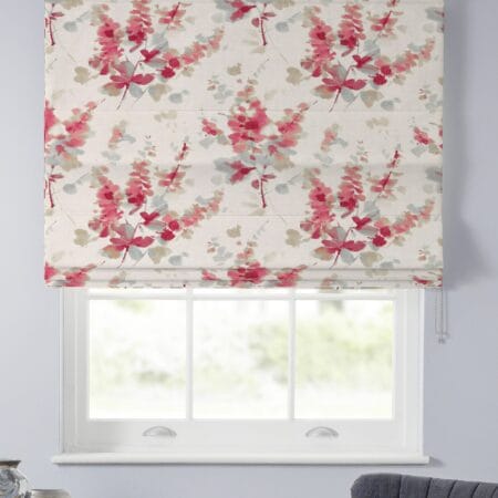 Sanderson Delphiniums Coral Roman Blind