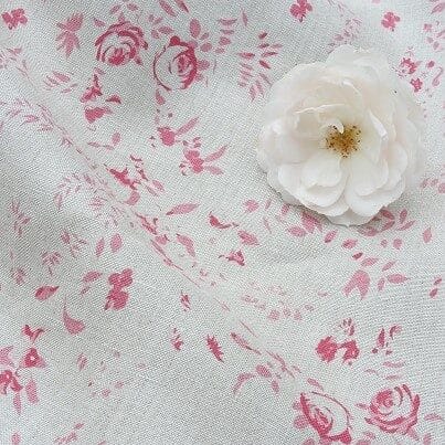 Lydia Cherry on Stone Linen Peony & Sage Roman Blind