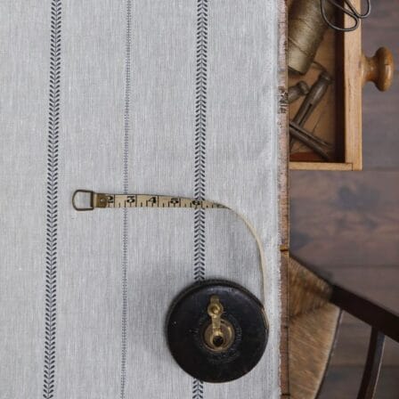 Indi Stripe Charcoal Dune Linen Peony & Sage Roman Blind