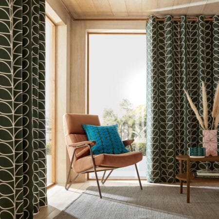 orla kiely linear stem evergreen curtains