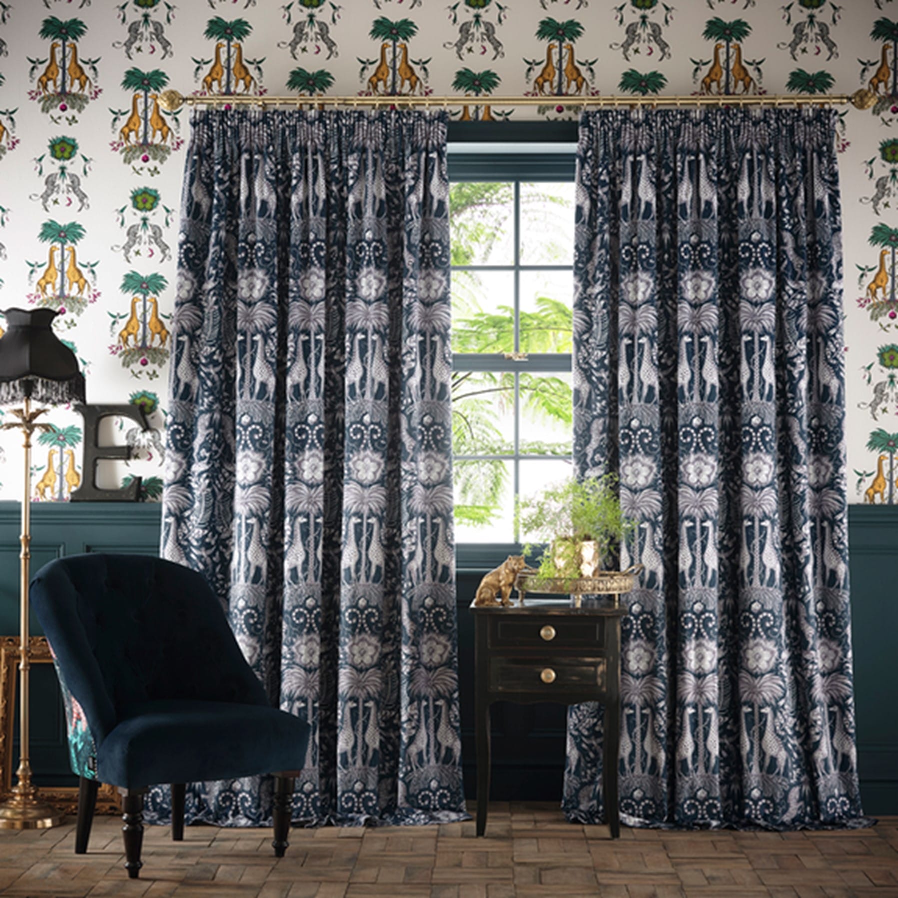 Emma J Shipley Kruger Navy Curtains Emma J Shipley Kruger Navy Curtains
