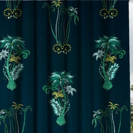 Emma J Shipley Jungle Palms Navy Curtains