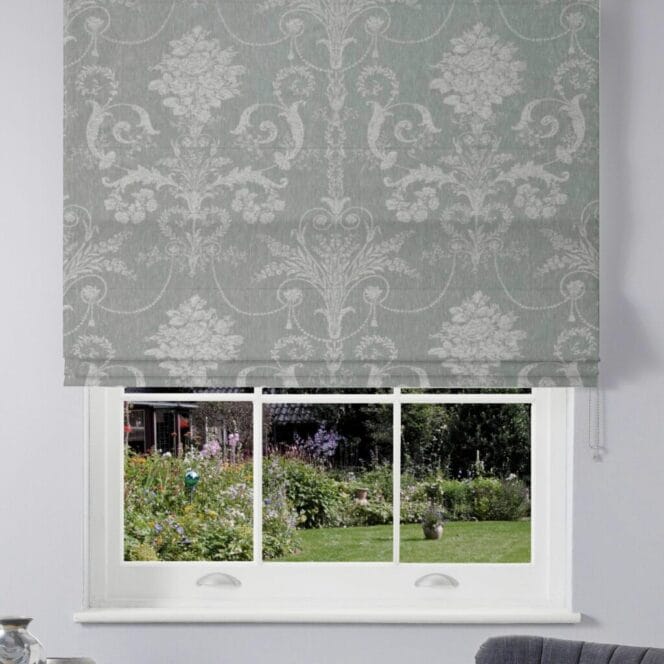 Laura Ashley Josette Woven Grey Green Roman Blind