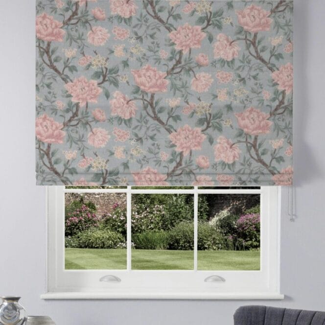 Laura Ashley Tapestry Floral Chenille Blush Roman Blind