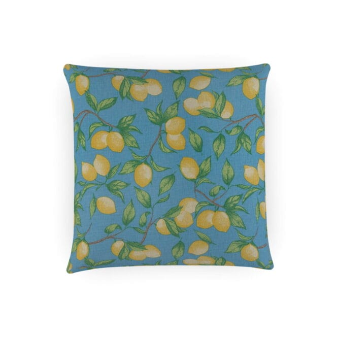 Barneby Gates Capri Lemon Azure Blue cushion