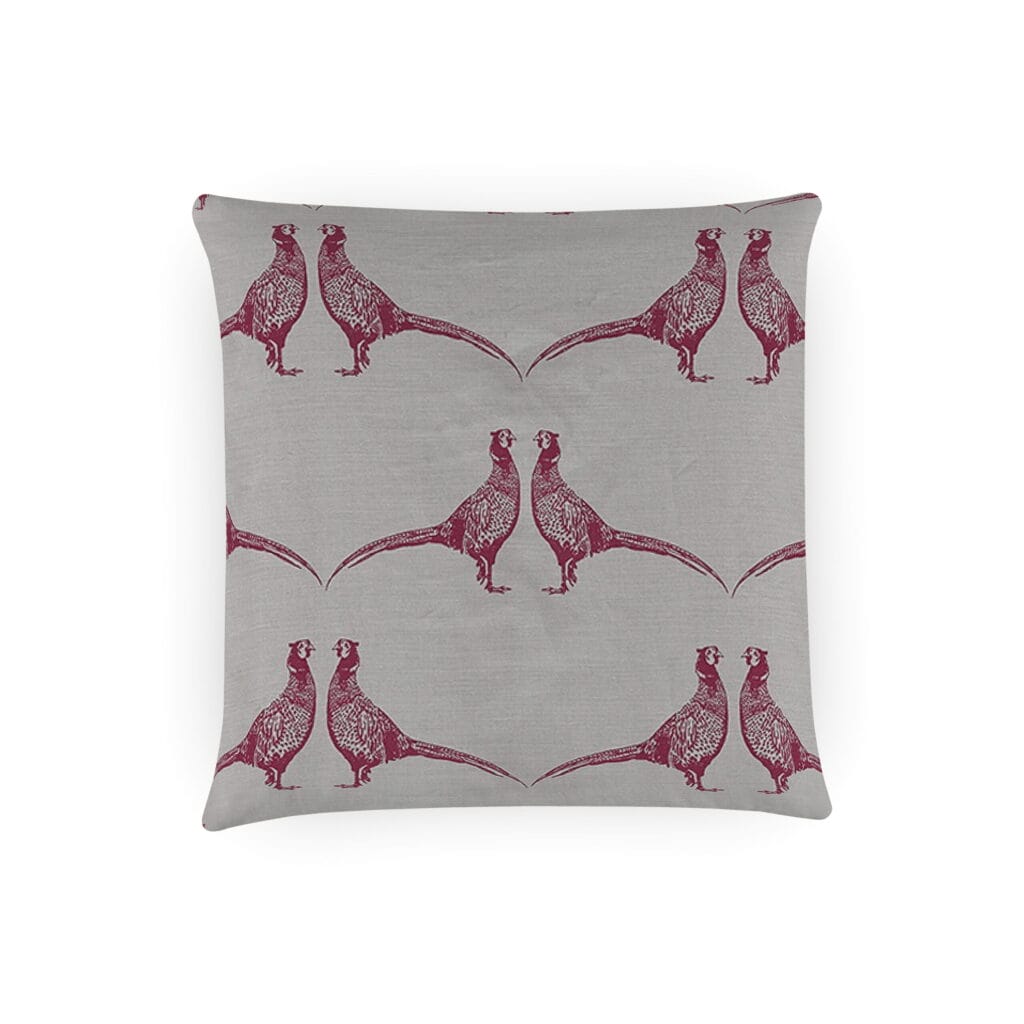 Barneby Gates Pheasant Pink on Cream Cushion Barneby Gates Pheasant Pink on Cream Cushion