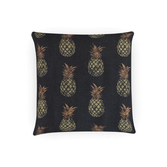 Barneby Gates Pineapple gold on charcoal cushion