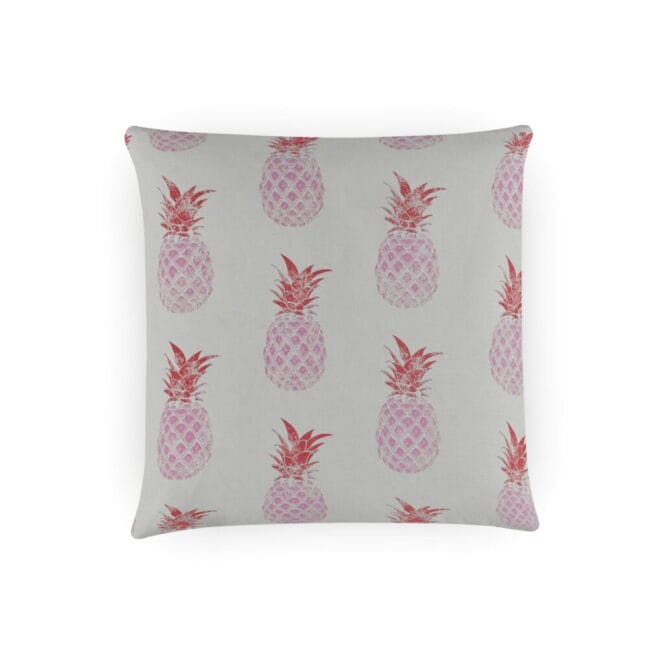 Barneby Gates Pineapple pink red on cream cushion