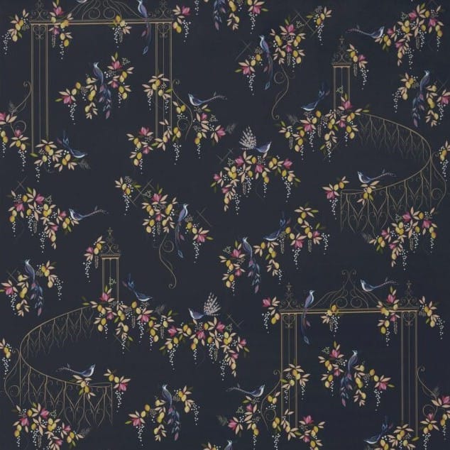Sara Miller Bird & Gate Velvet Deep Navy Fabric Sara Miller Bird & Gate Velvet Deep Navy Fabric