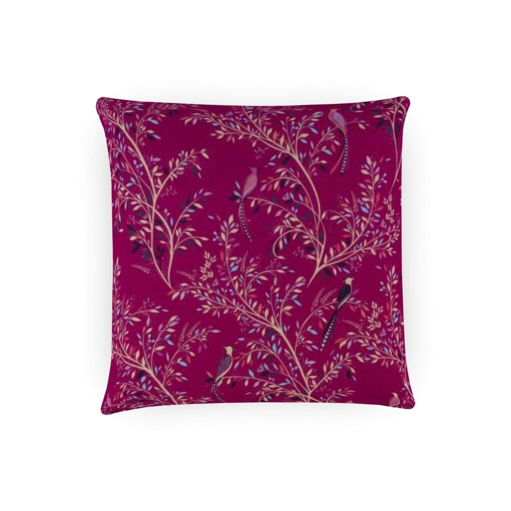Sara Miller Birds of Paradise Velvet Fuschia Cushion | Sewing House