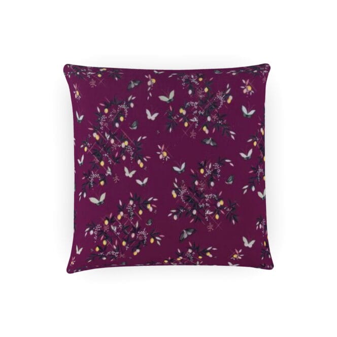 Sara Miller Butterflies and Trellis Velvet Purple Cushion