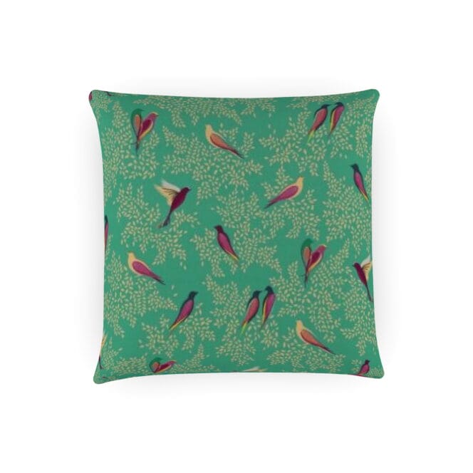 Sara Miller Green Birds Velvet Cushion