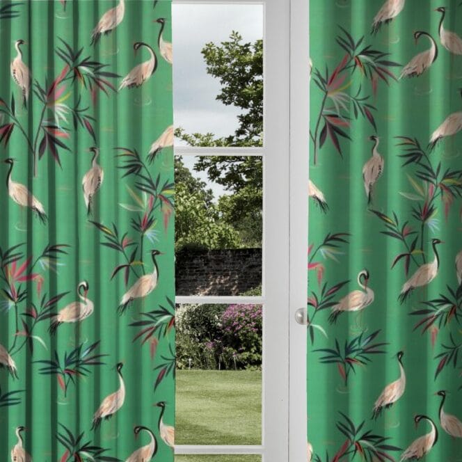sara miller Heron Velvet Green Curtains