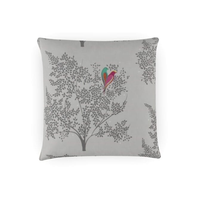 Sara Miller Love Birds Velvet Pale Grey Cushion