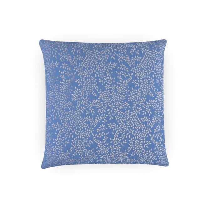 Sara Miller Metallic Leaves Cornflower Blue Cushion