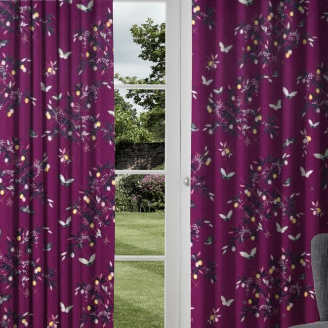 sara miller butterflies and trellis velvet curtain