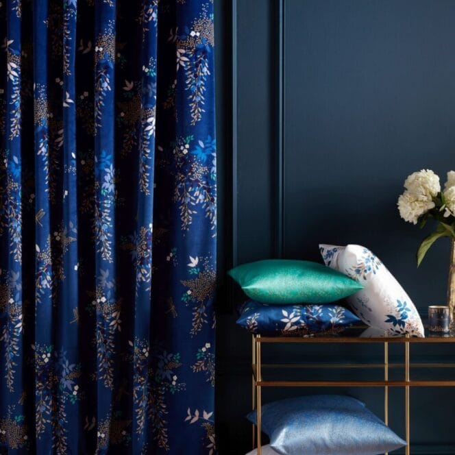 sara miller wisteria velvet navy curtain