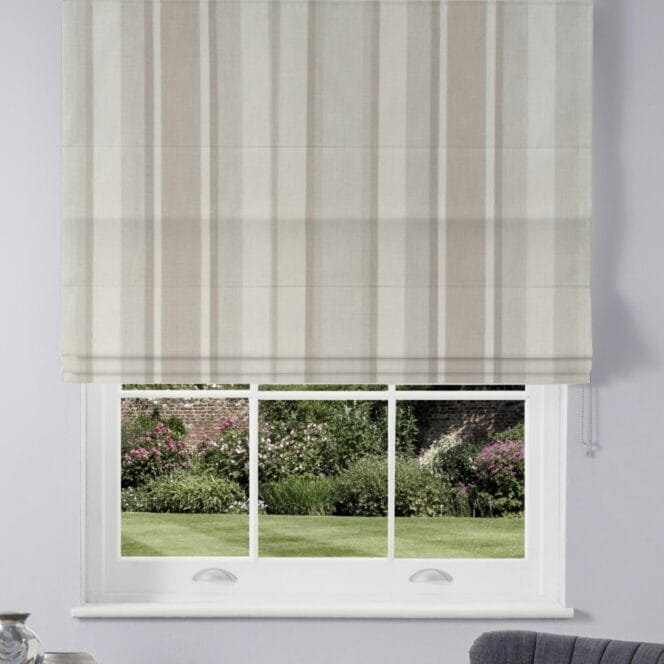 Laura Ashley Awning Stripe Dove Grey Roman Blind