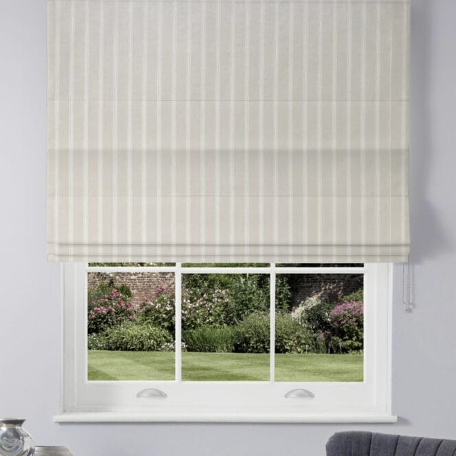 Laura Ashley Burnsall Stripe White Sands Roman Blind