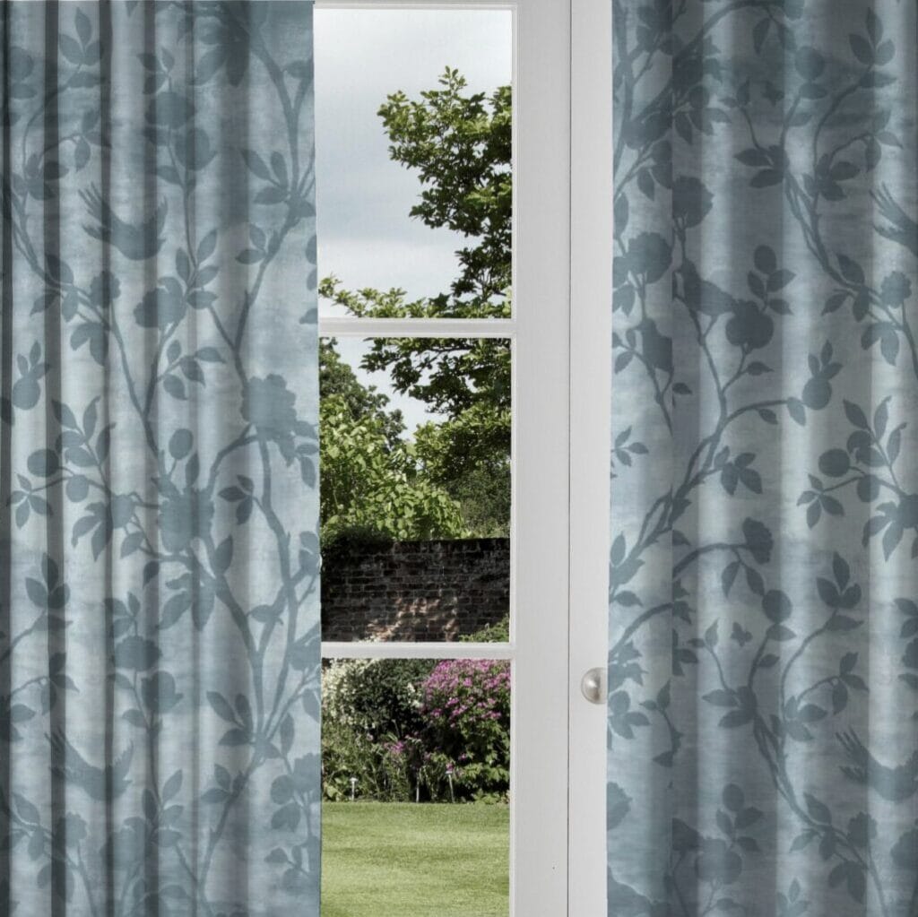 Laura Ashley Eglantine Silhouette Woven Seaspray Curtains