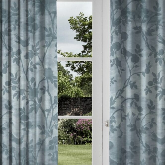 Laura Ashley Eglantine Silhouette Woven Seaspray Curtain
