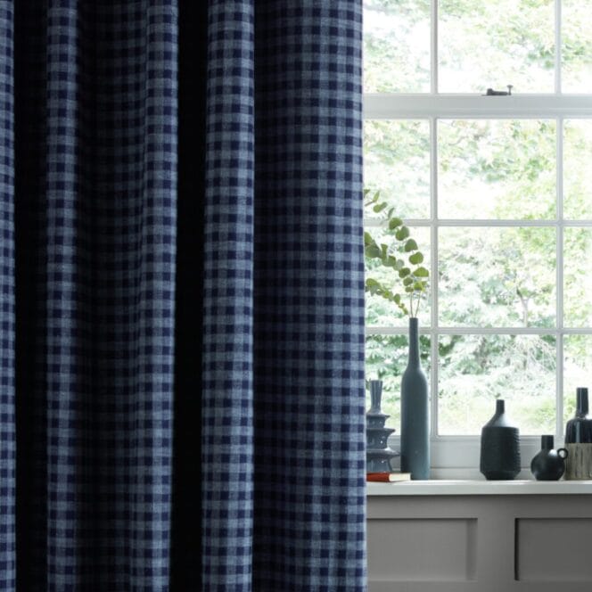 Laura Ashley Gingham French Navy Curtains