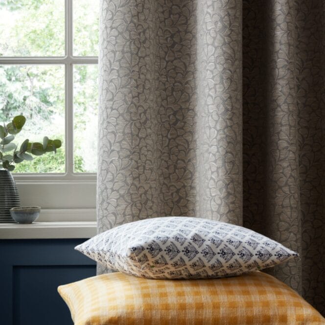 Laura Ashley Maidenhair Woven Almond Curtains