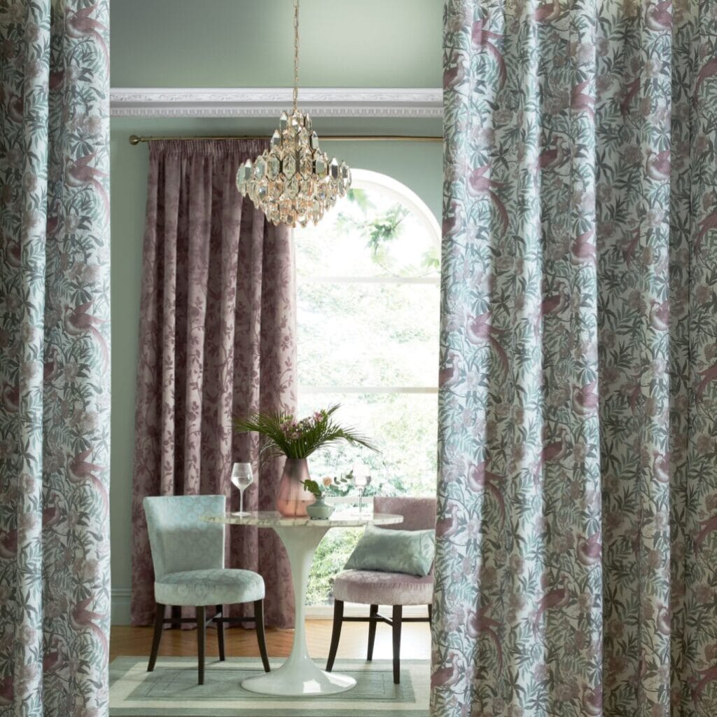 Laura Ashley Osterley Birds Mulberry Curtains