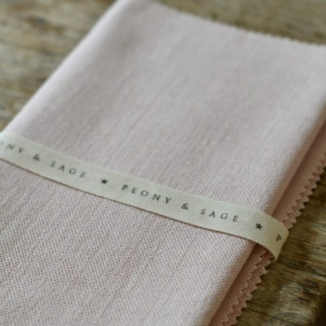Peony and Sage Pale Pink Icing Brushed Linen Roman Blind