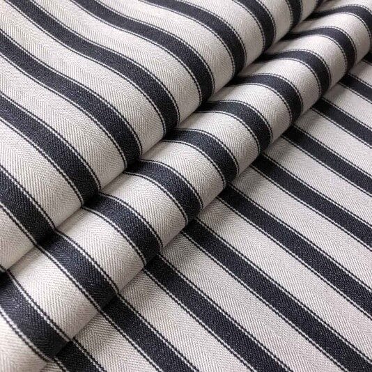 Ian Mankin Ticking Stripe Dark Navy Roman Blind