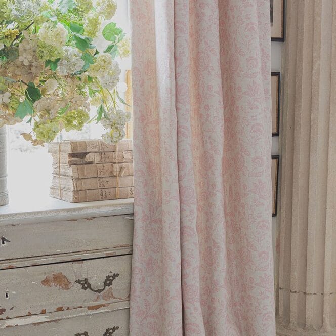 Cabbages & Roses Provence Toile Pink on Natural Curtains