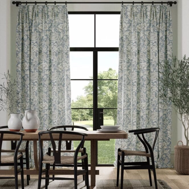 Morris & Co Chrysanthemum Toile Slate Curtains