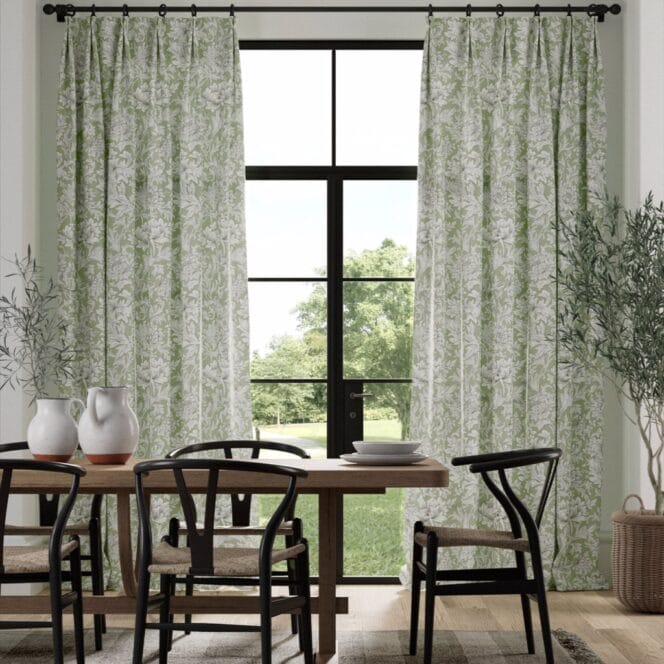 Morris & Co Chrysanthemum Toile Willow Curtains