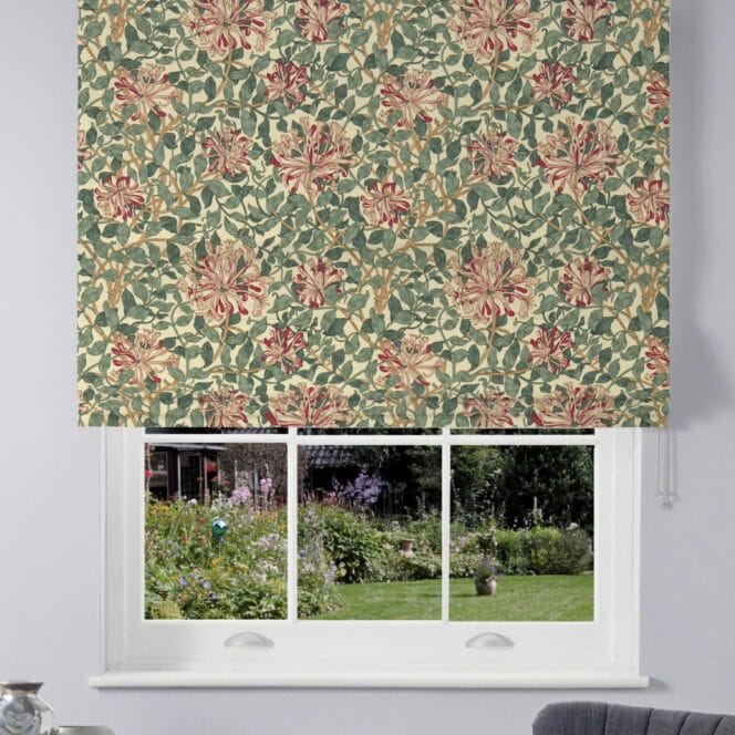 Morris & Co Honeysuckle Cream Wine Roman Blind