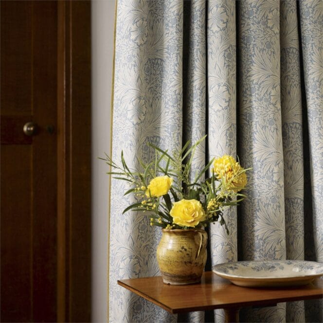 Morris & Co Marigold Blue Ivory Curtains