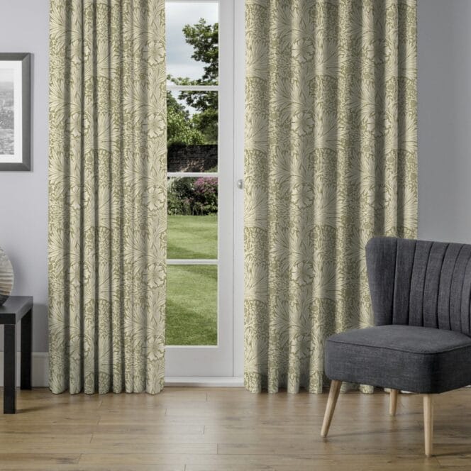 Morris & Co Marigold Olive Linen Curtains