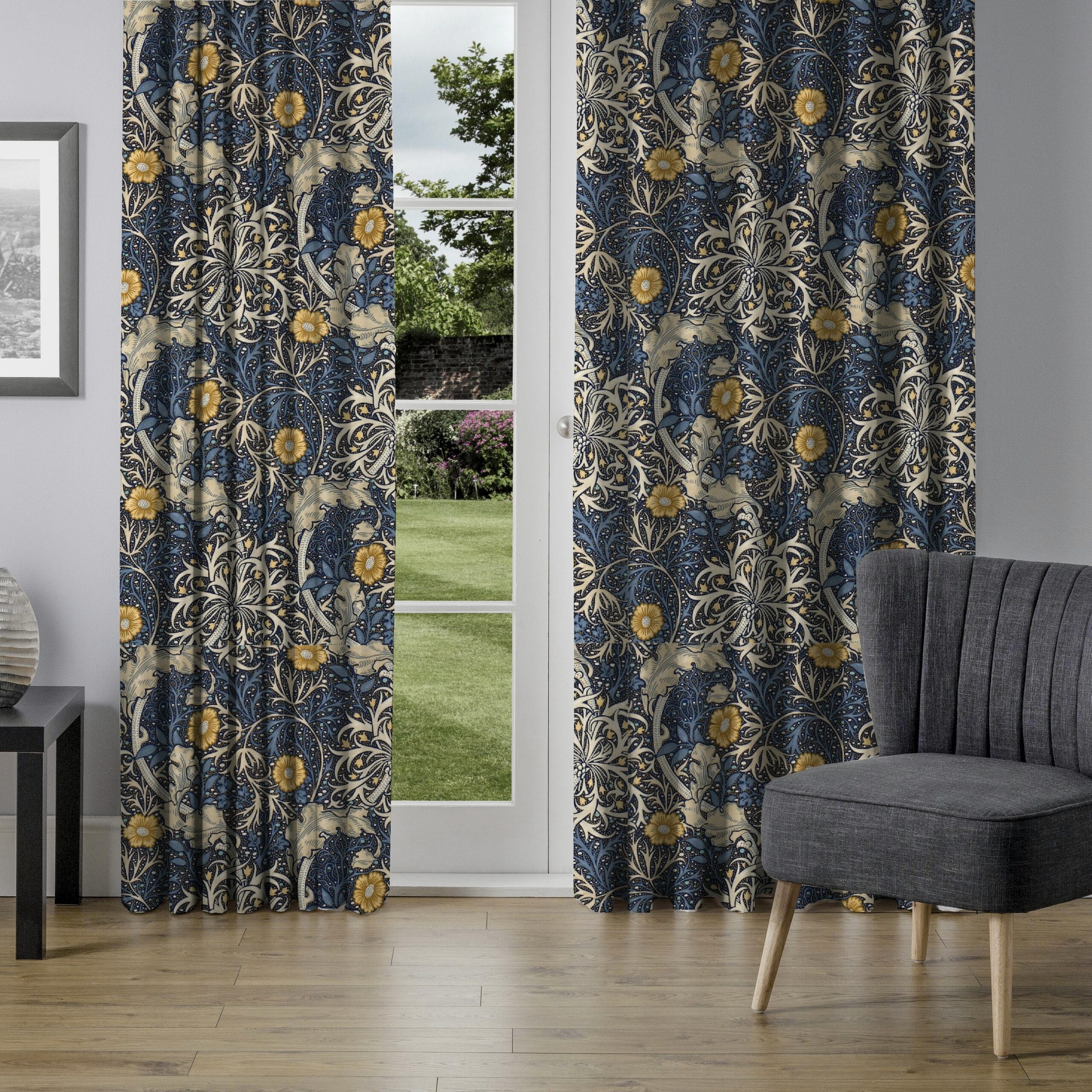Morris & Co Morris Seaweed Ink Woad Curtains Morris & Co Morris Seaweed Ink Woad Curtains