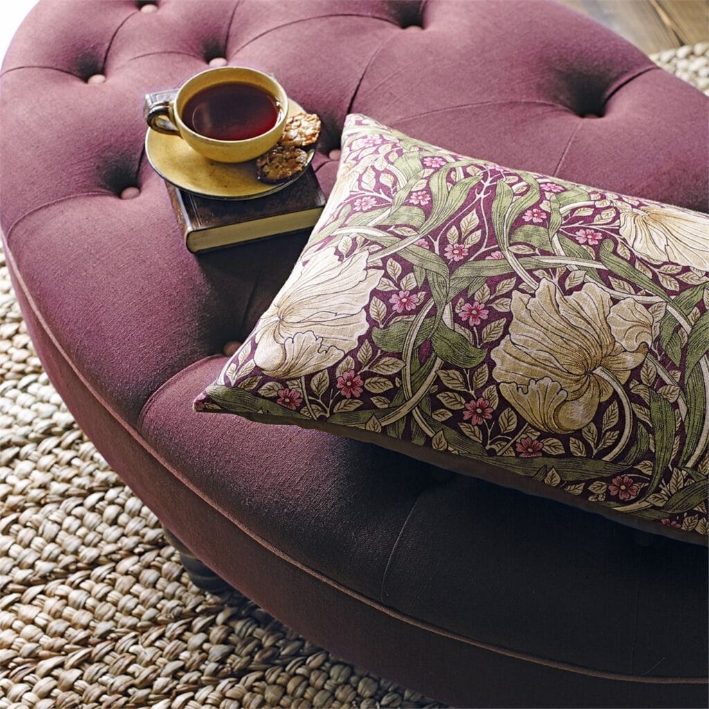 Morris & Co Pimpernel Aubergine Olive Cushion