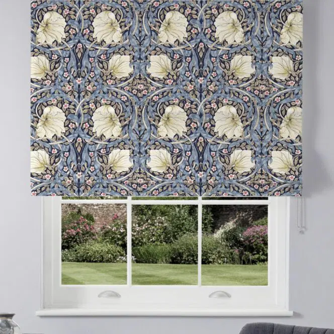 Morris & Co Pimpernel Indigo Hemp Roman Blind