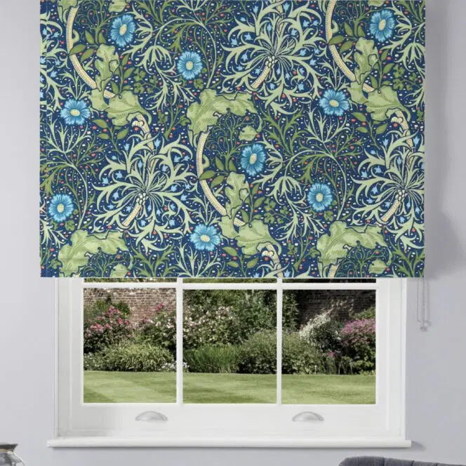 Morris & Co Morris Seaweed Cobalt Thyme Roman Blind