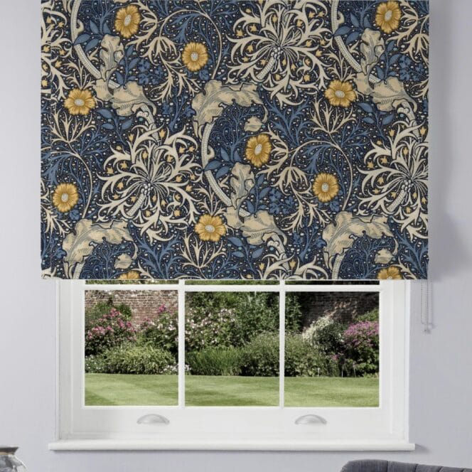 Morris & Co Morris Seaweed Ink Woad Roman Blind