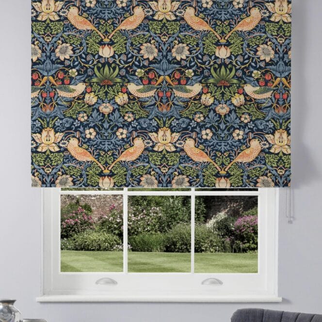 Morris & Co Morris Strawberry Thief Indigo Mineral Roman Blind