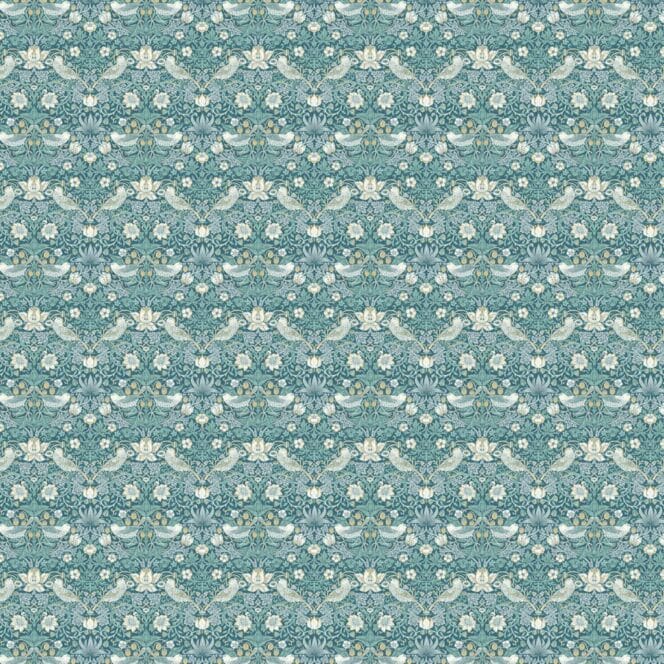 Strawberry thief teal fabric