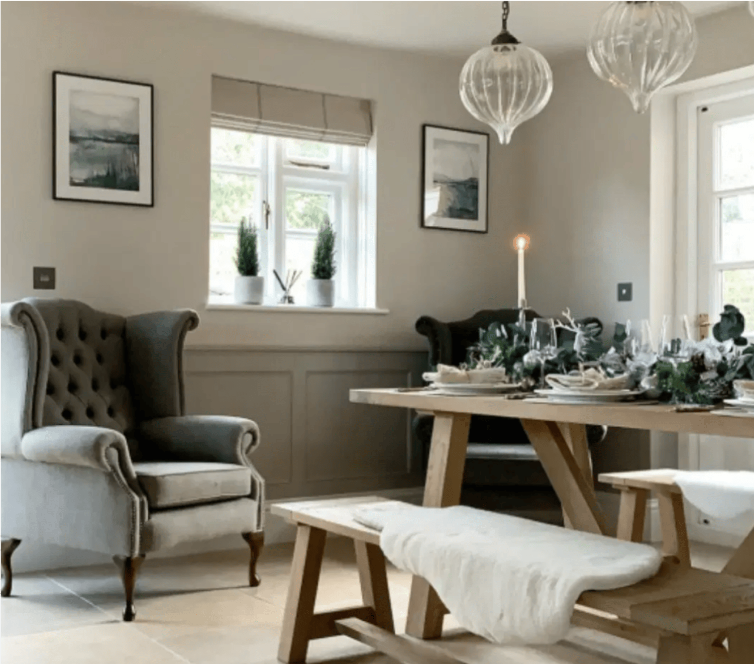 Grainsack Charcoal Peony & Sage Roman Blind