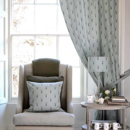 Sophie Allport Highland Stag Grey Curtains