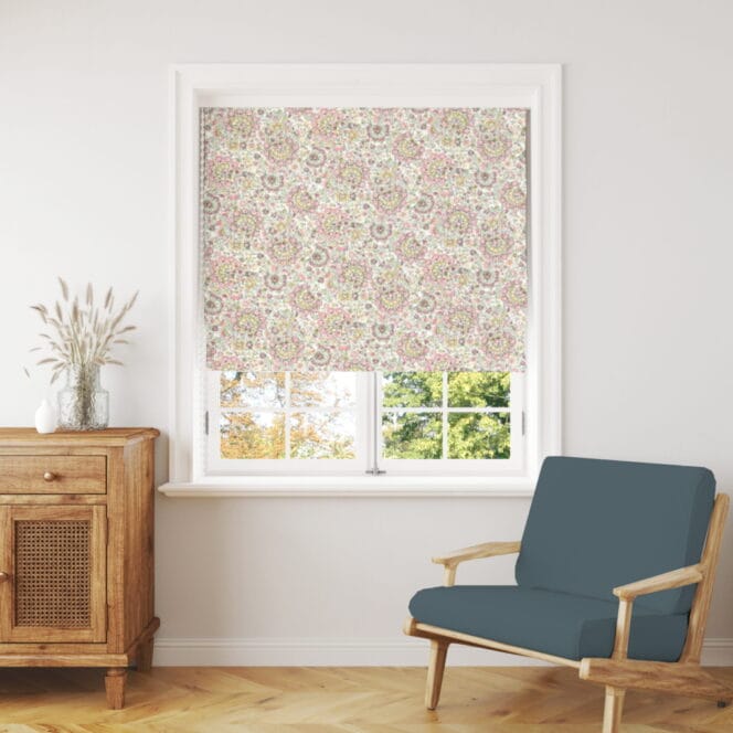 Laura Ashley Painswick Paisley Coral Pink Roman Blind