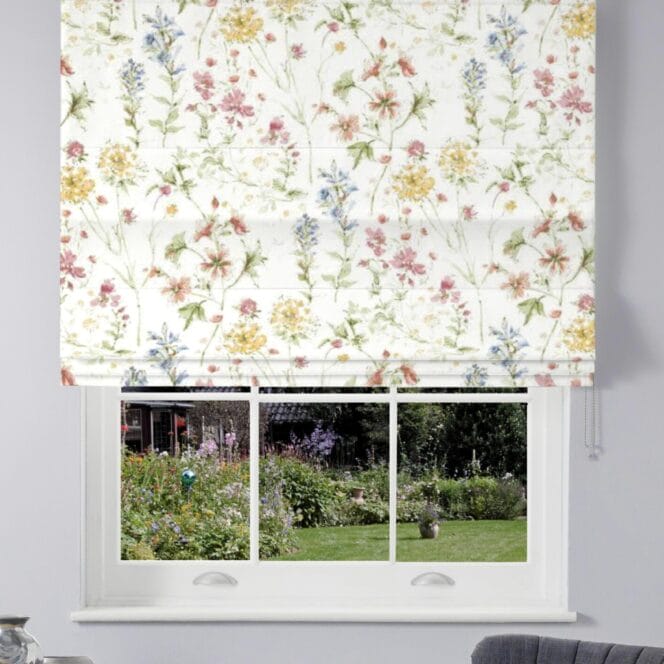 Laura Ashley Wild Meadow Coral Pink Roman Blind