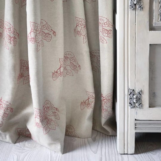 Sophie Allport Strawberries Pink Red Curtains