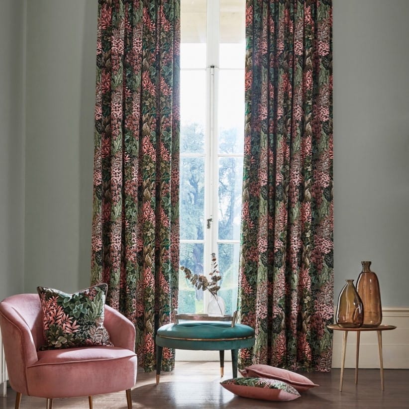 Garden Wall Coral Curtains